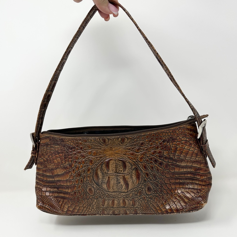 Vintage Besso Brown Crocodile Leather Shoulder Bag 19” Strap